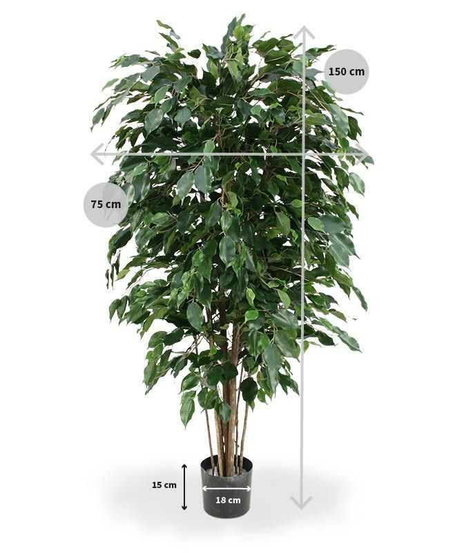 Ficus Exotica deluxe kunstplant 150cm - groen - FR - brandvertragend