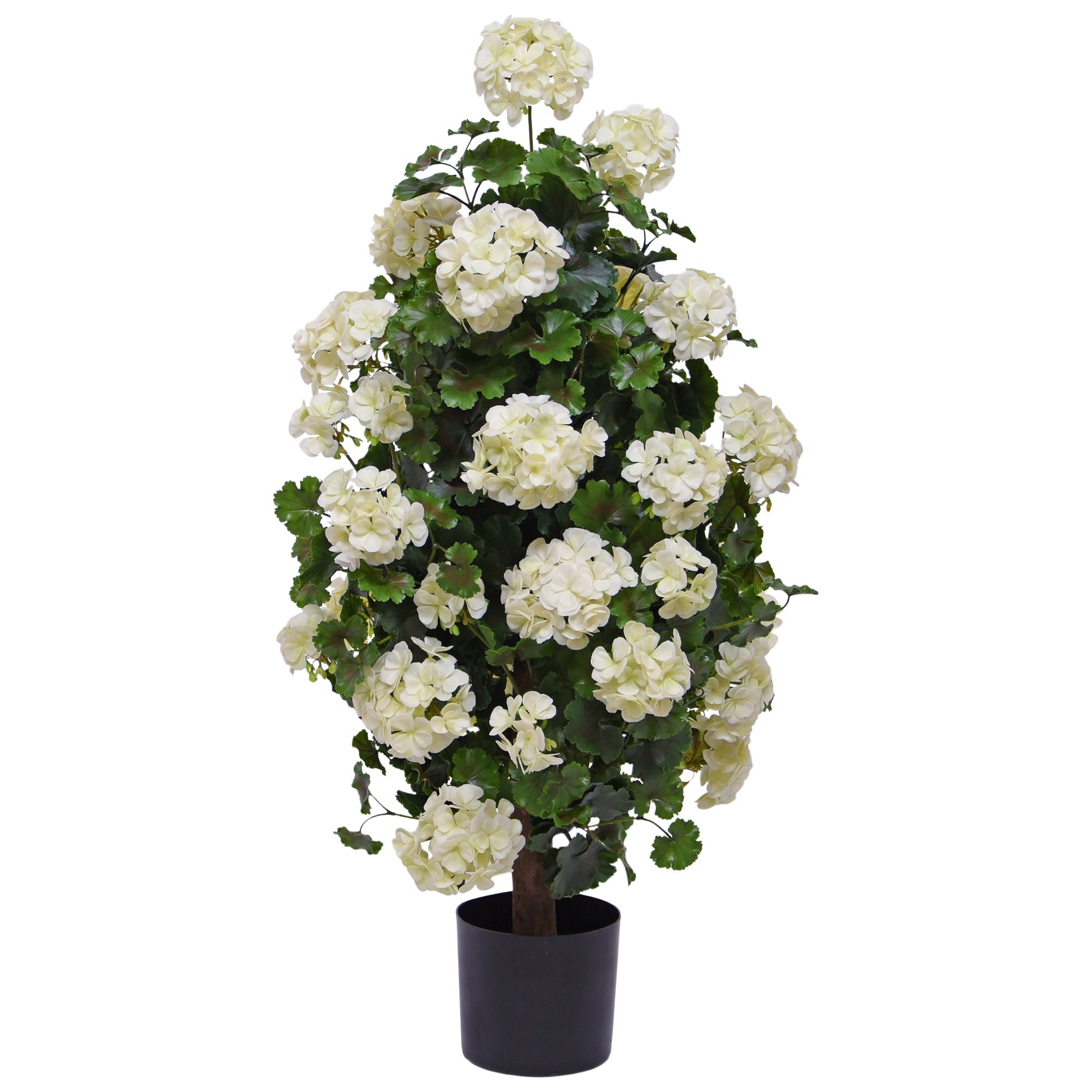 Geraniumkunst 110 cm piramideplant UV crèmewit