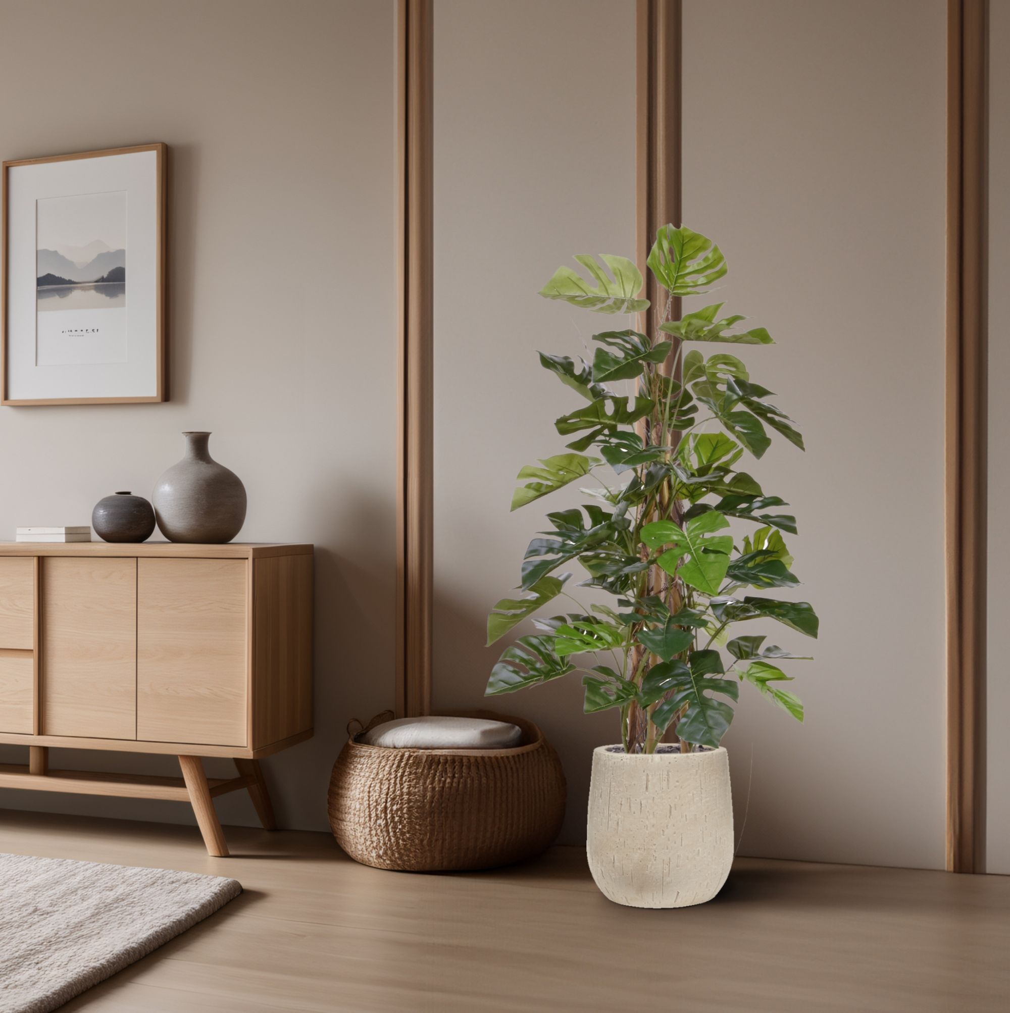 Monstera kunstplant Deluxe klimplant 120cm