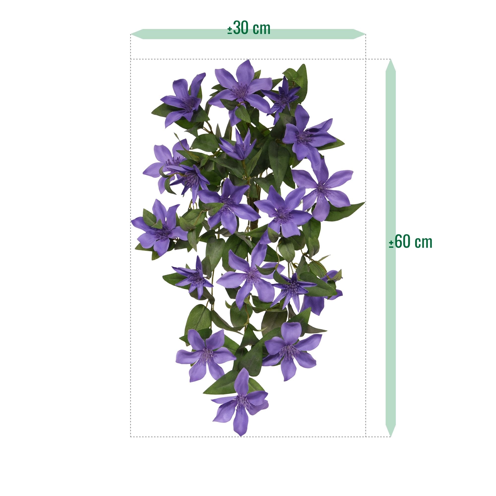 Clematis kunst hangplant 60cm Blauw