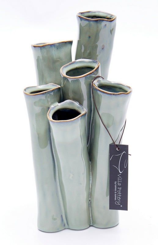 New Juul Vaas porselein 10x20cm Goud / Blauw / Wit / Olijf / Oranje