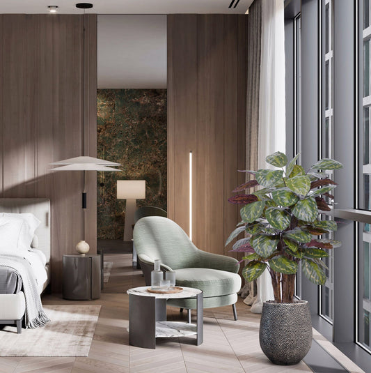 Calathea Roseopicta kunstplant Deluxe 125cm rood