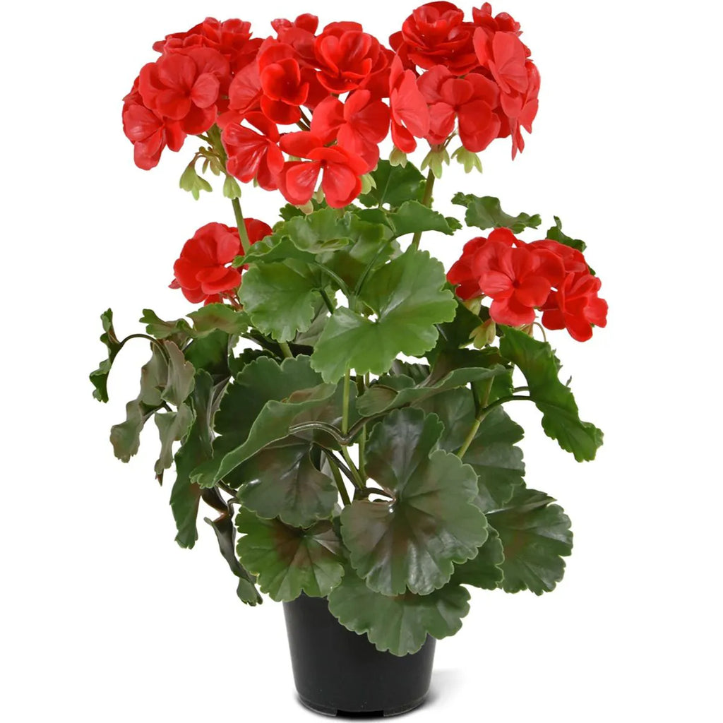 Geranium kunstboeket voor buiten, 38 cm, rood, UV-bestendig.