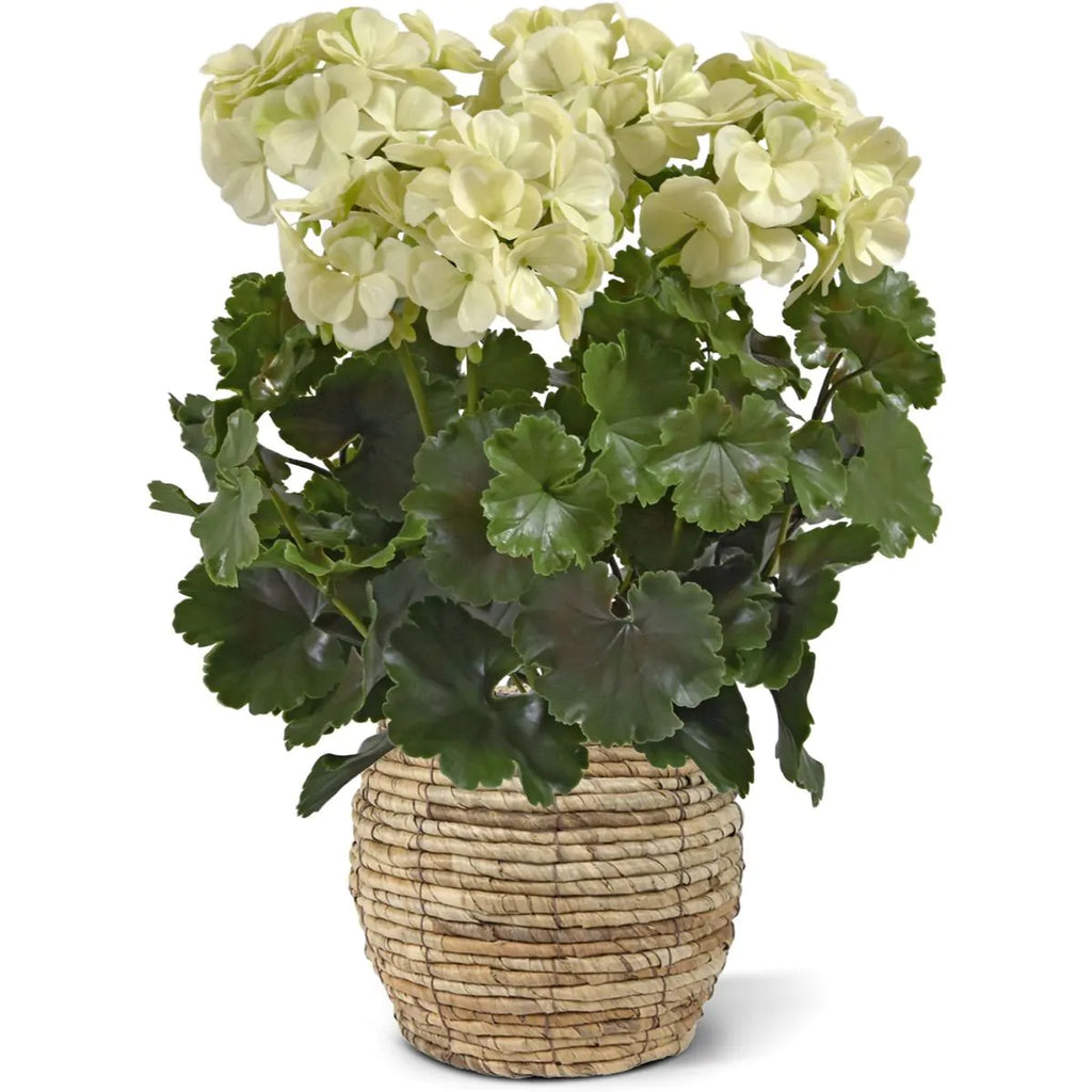 Extra grote witte, UV-bestendige kunstmatige geranium voor buiten, UV-bestendig.