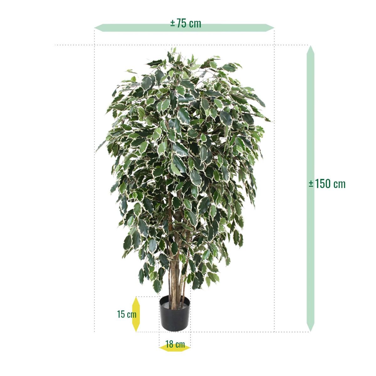Ficus Exotica deluxe kunstboom 150cm - bont