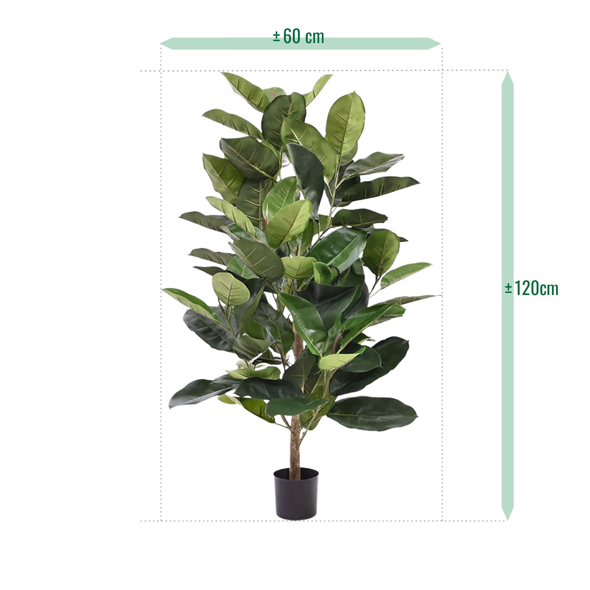 Elastica Robusta kunstplant 120cm - groen