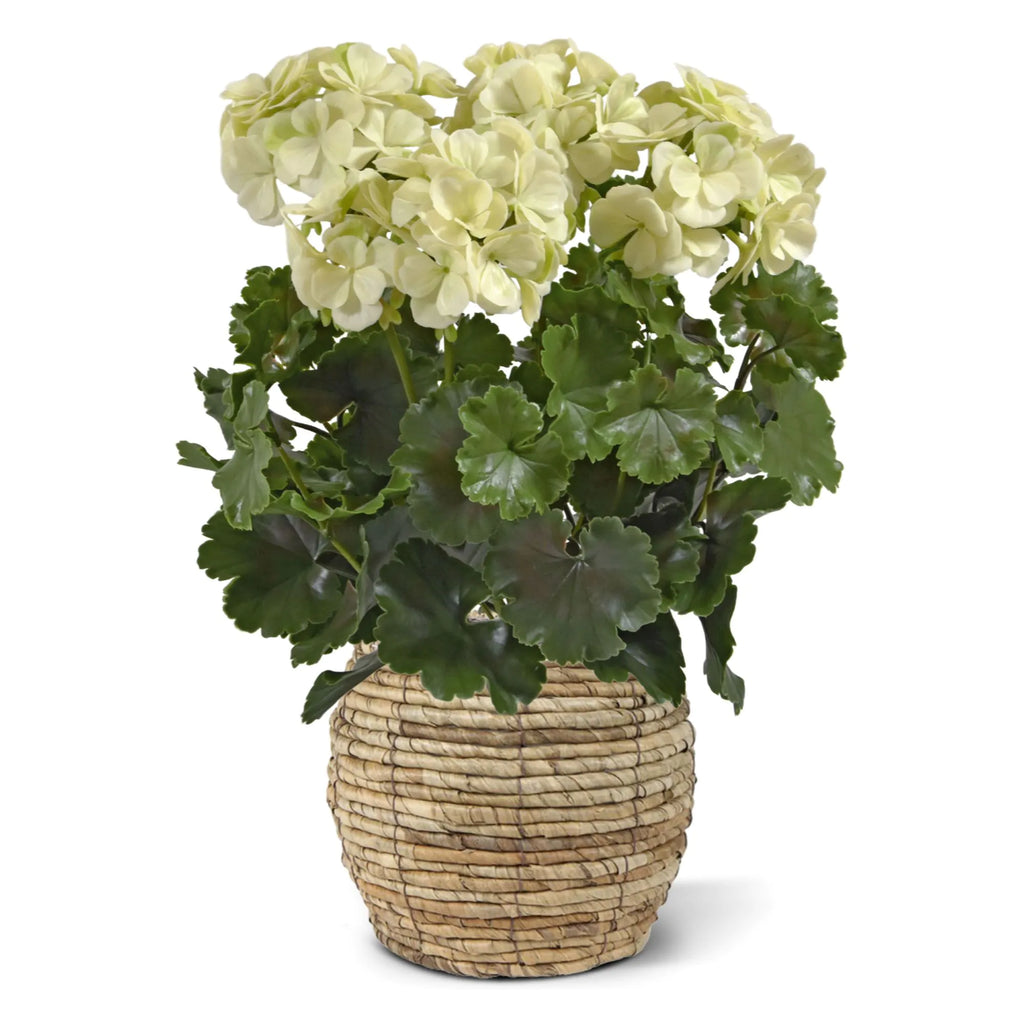 Extra grote witte, UV-bestendige kunstmatige geranium voor buiten, UV-bestendig.