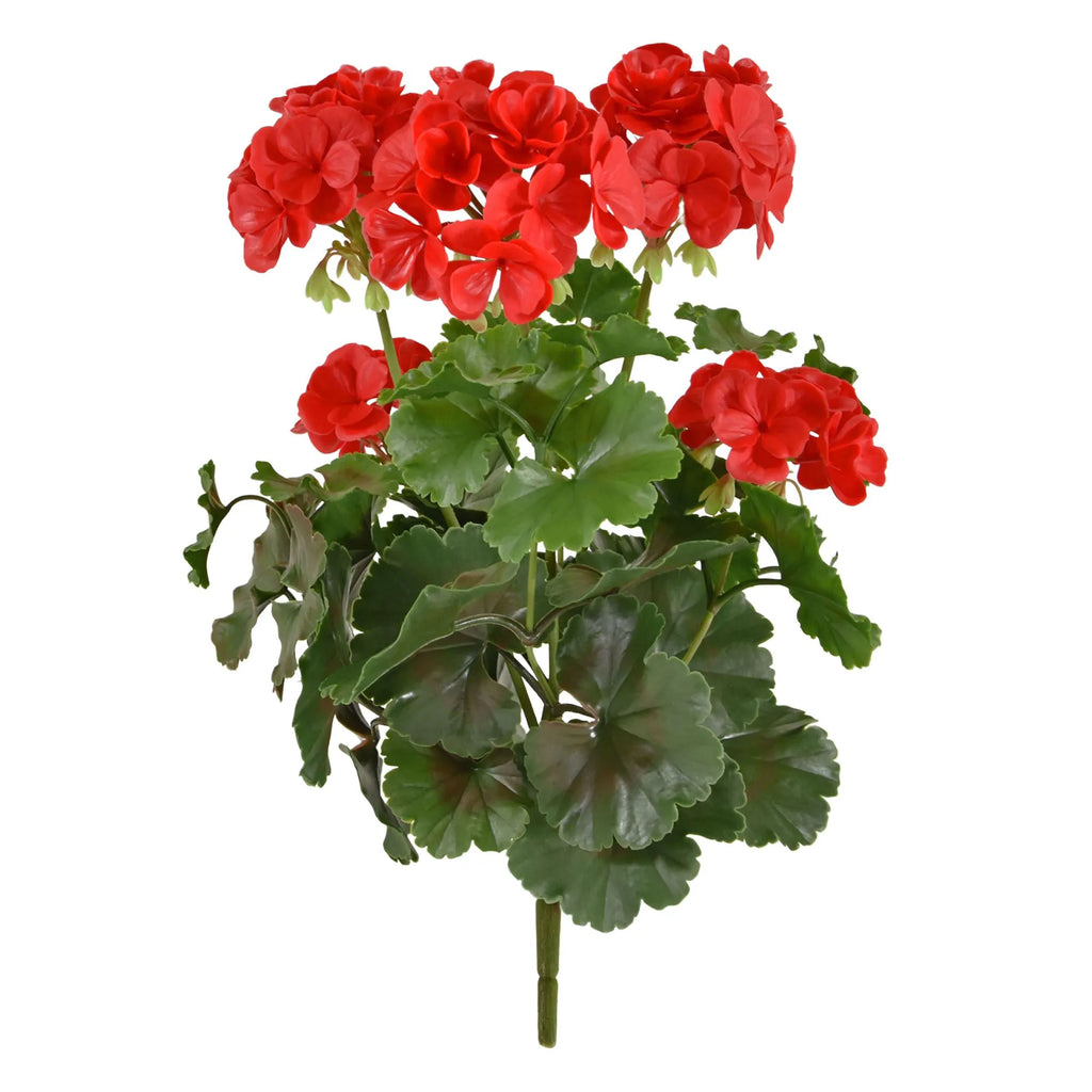 Geranium kunstboeket voor buiten, 38 cm, rood, UV-bestendig.