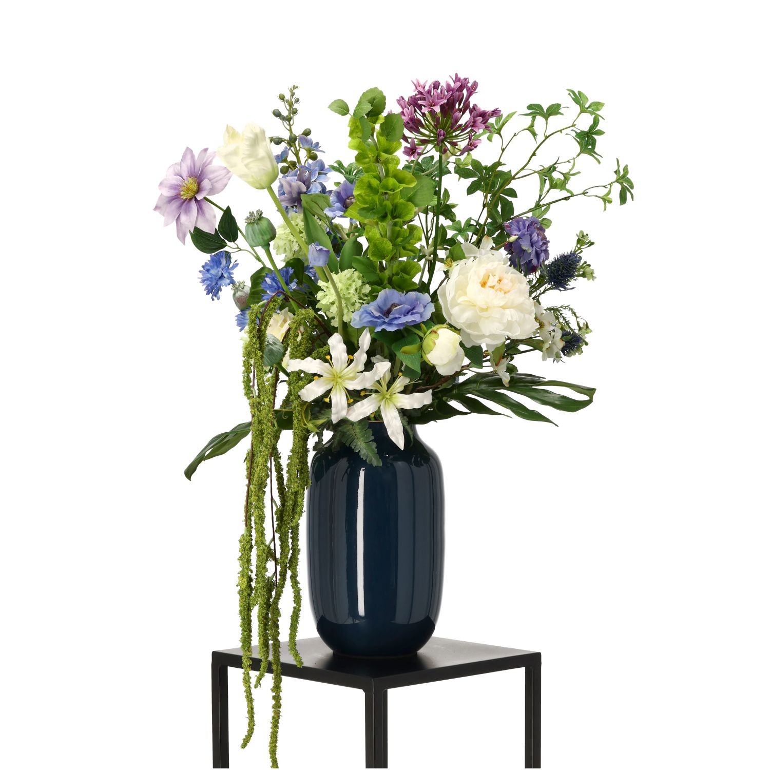 Handgebonden kunstboeket Maeve Riga - Wit/Blauw