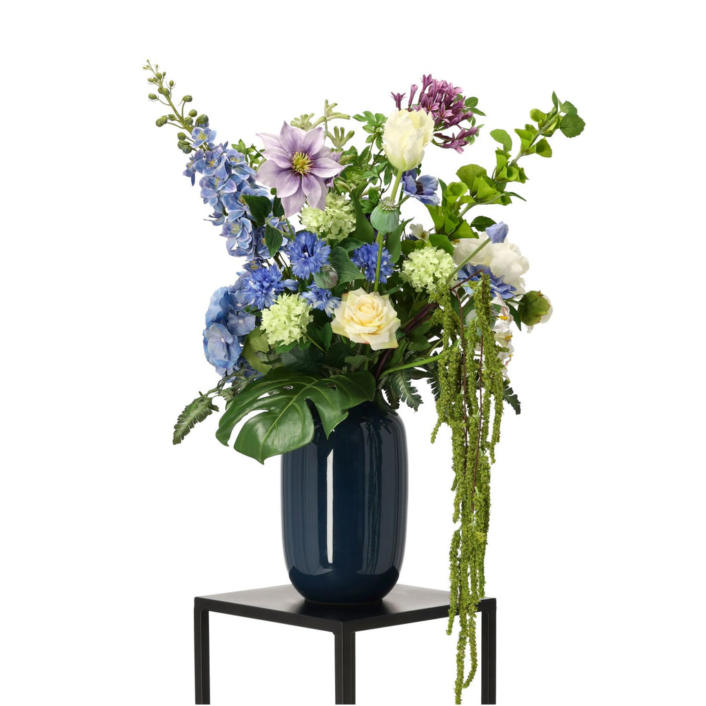 Handgebonden kunstboeket Maeve Riga - Wit/Blauw