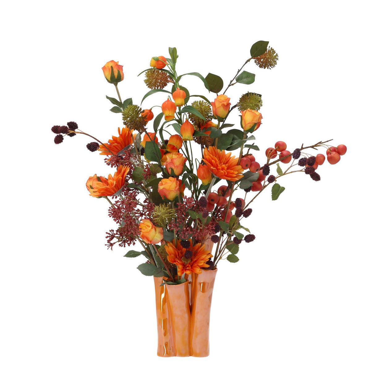 Kunst herfstboeket Nienke Perth 65cm inclusief vaas