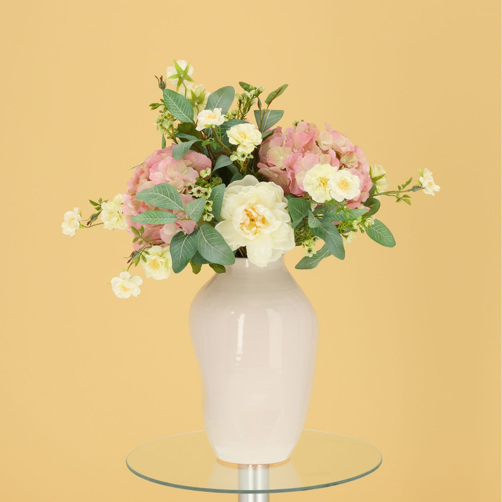 Handgebonden Kunstboeket Rose York - Roze
