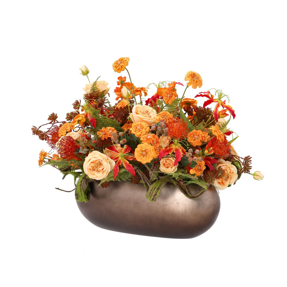 Kunstbloemstuk herfst Indy Santiago 60cm inclusief pot