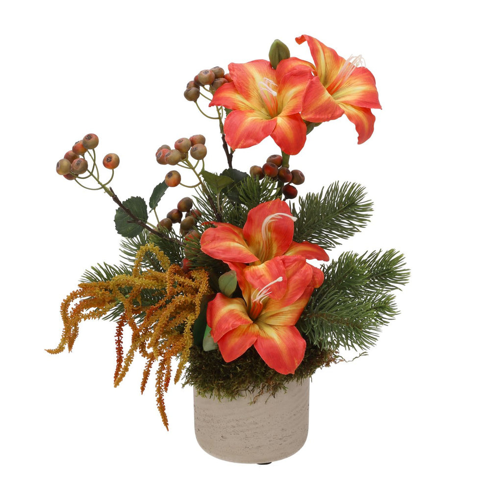 Kunst kerststukje Robin Noelle inclusief pot 35cm