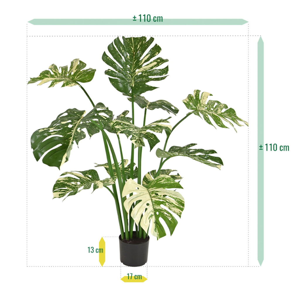 Monstera Deliciosa kunstplant 110m - groen/bont