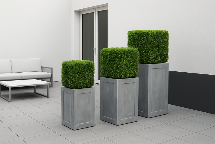 Kunstmatige buxus voor buiten, vierkant, 50 cm, UV-bescherming.