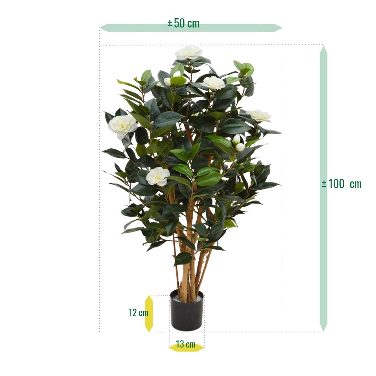 Camelia Japonica deluxe kunstplant 100cm - Creme / Roze