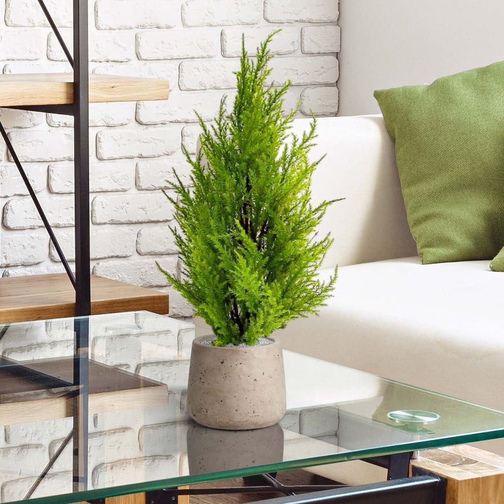 Conifeer kunstplant 45cm - geel/groen