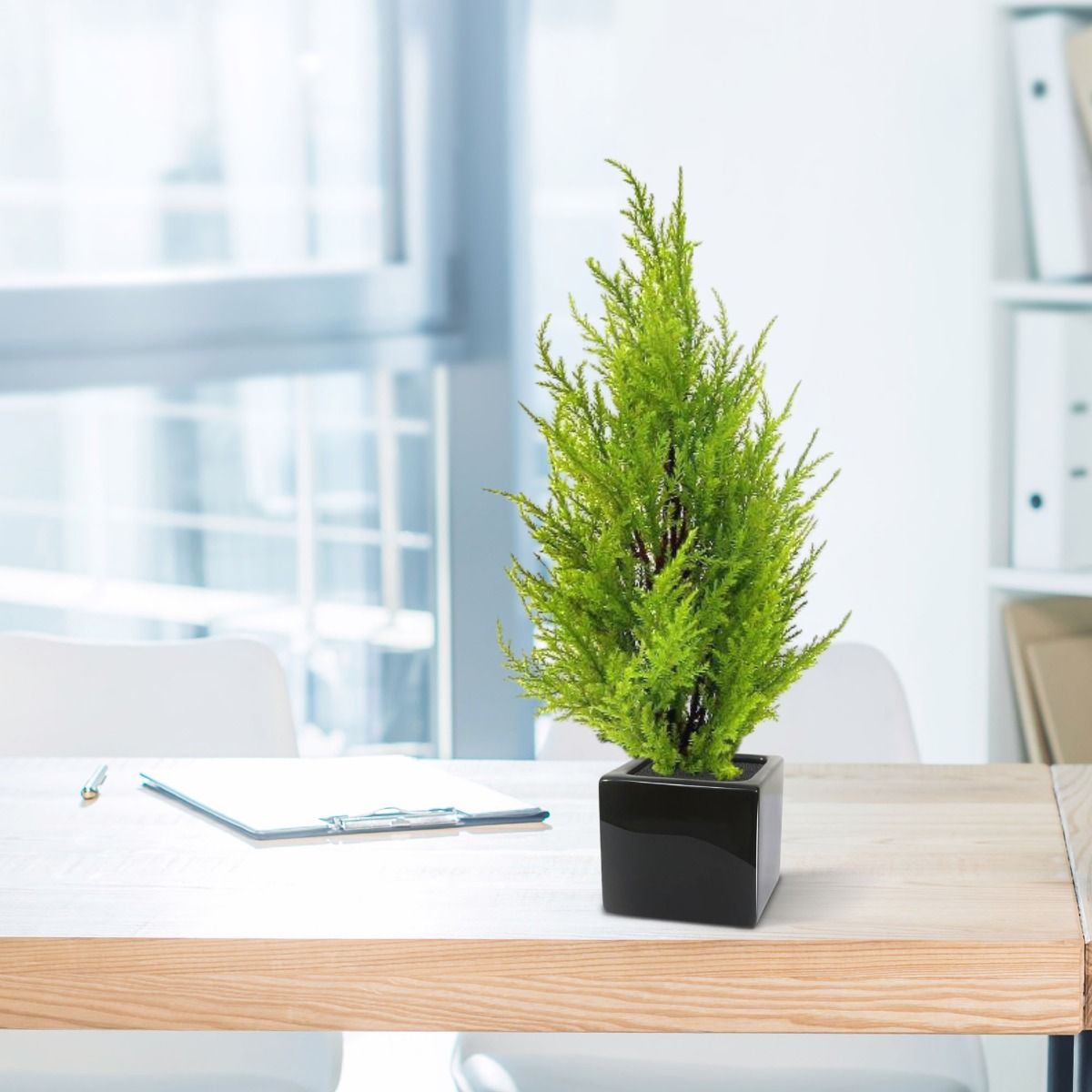 Conifeer kunstplant 45cm - geel/groen