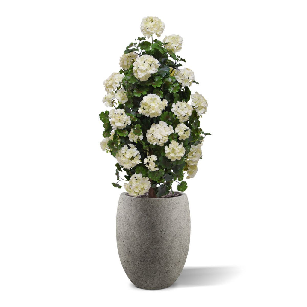 Geraniumkunst 110 cm piramideplant UV crèmewit