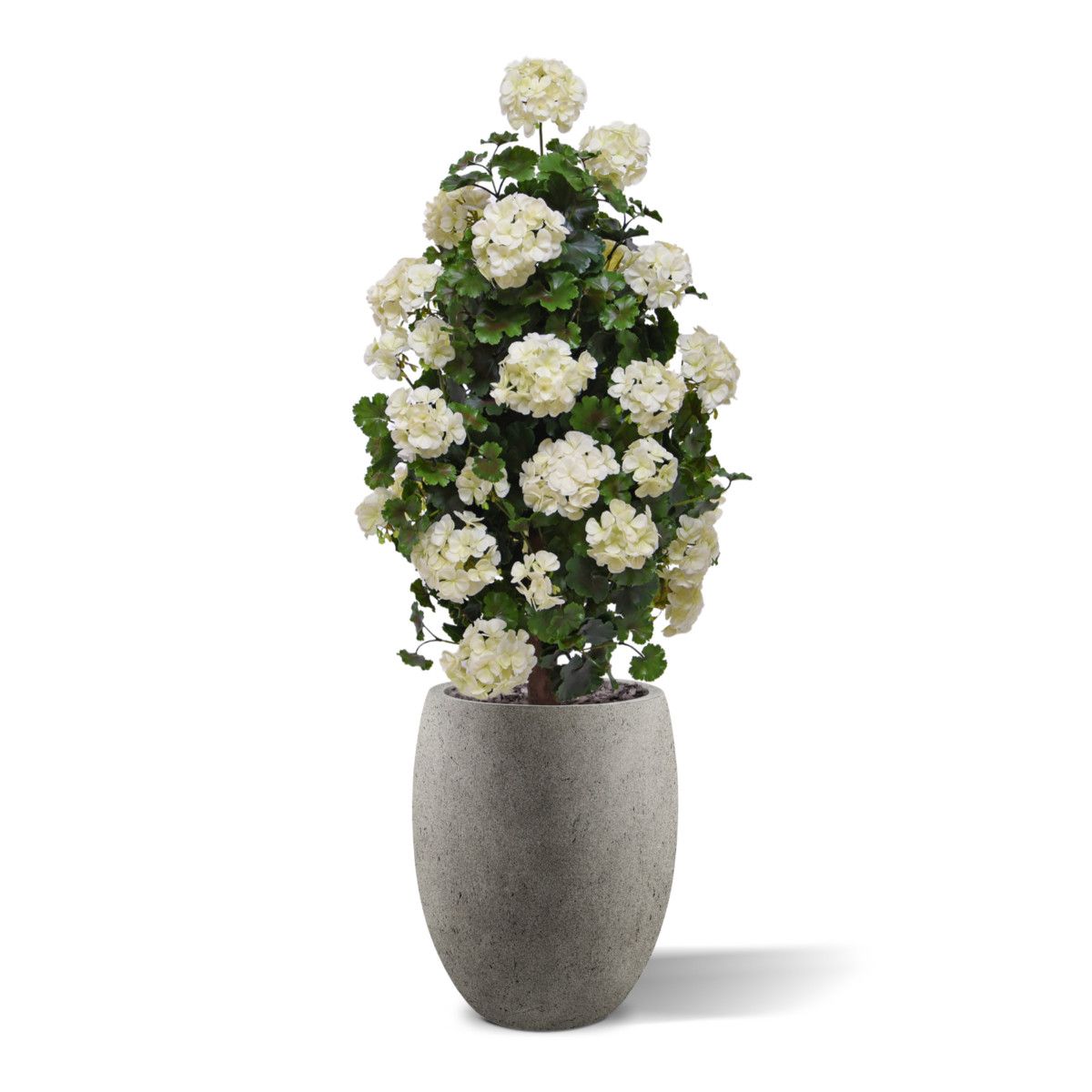 Geraniumkunst 110 cm piramideplant UV crèmewit