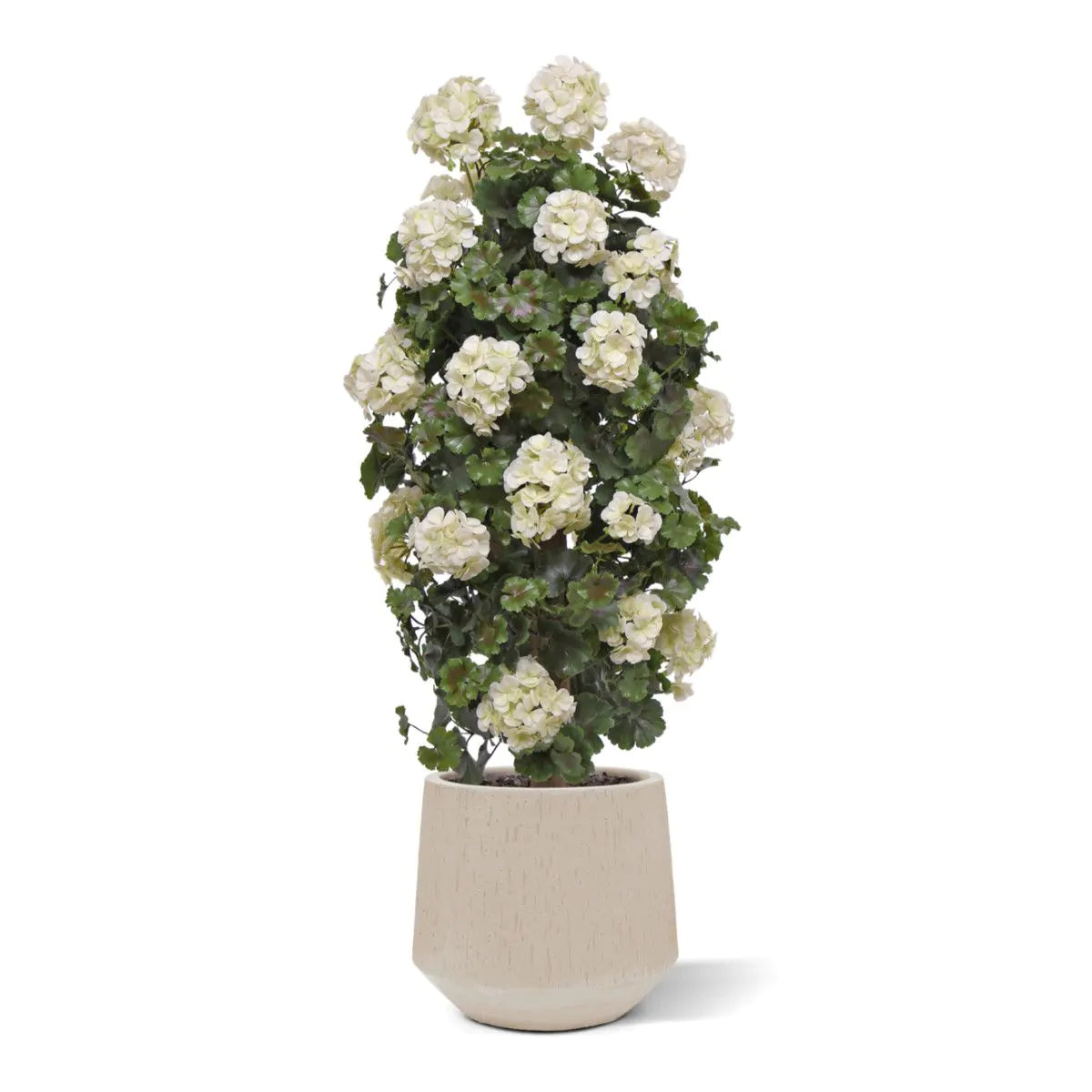 Kunstmatige geraniumzuilplant 120 cm UV-crèmewit