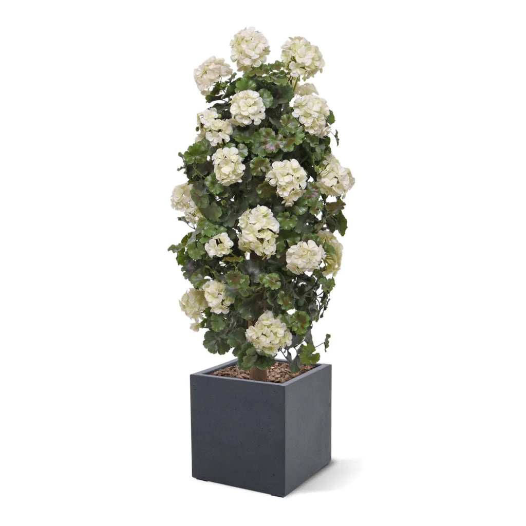 Kunstmatige geraniumzuilplant 120 cm UV-crèmewit