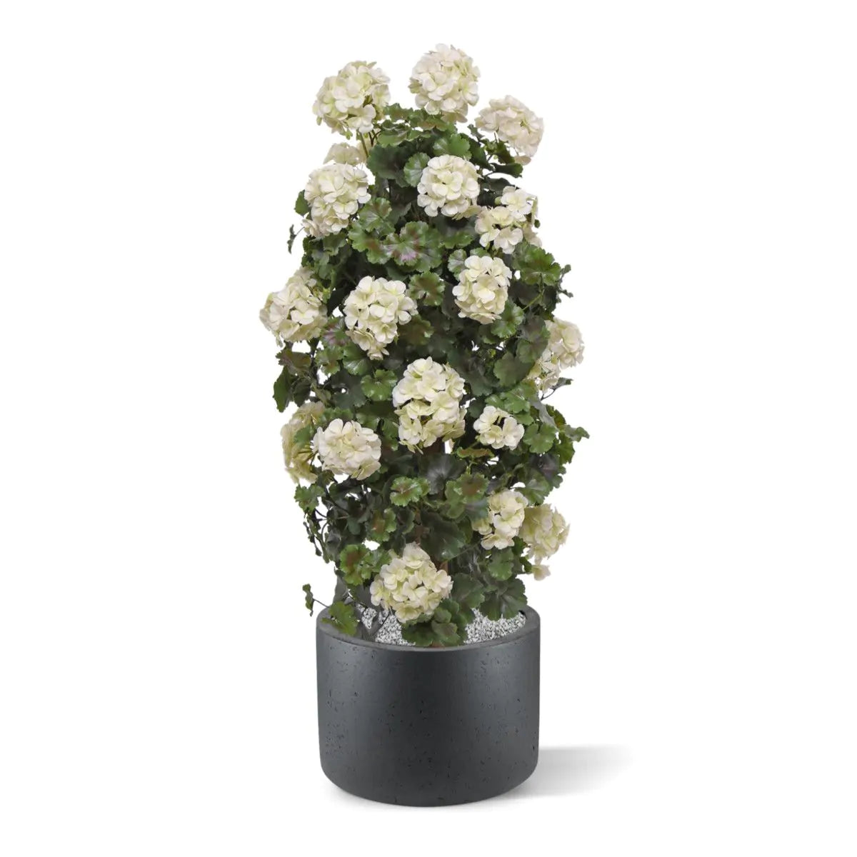 Kunstmatige geraniumzuilplant 120 cm UV-crèmewit