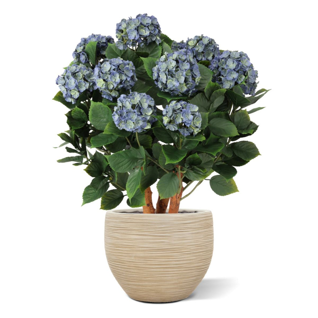 Blauwe kunsthortensia voor buiten met stelen van 80 cm, UV-bestendig.