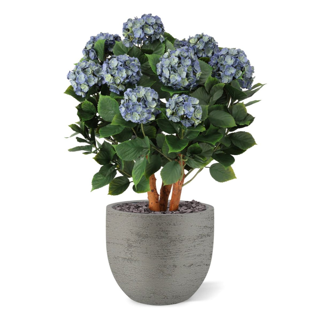 Blauwe kunsthortensia voor buiten met stelen van 80 cm, UV-bestendig.
