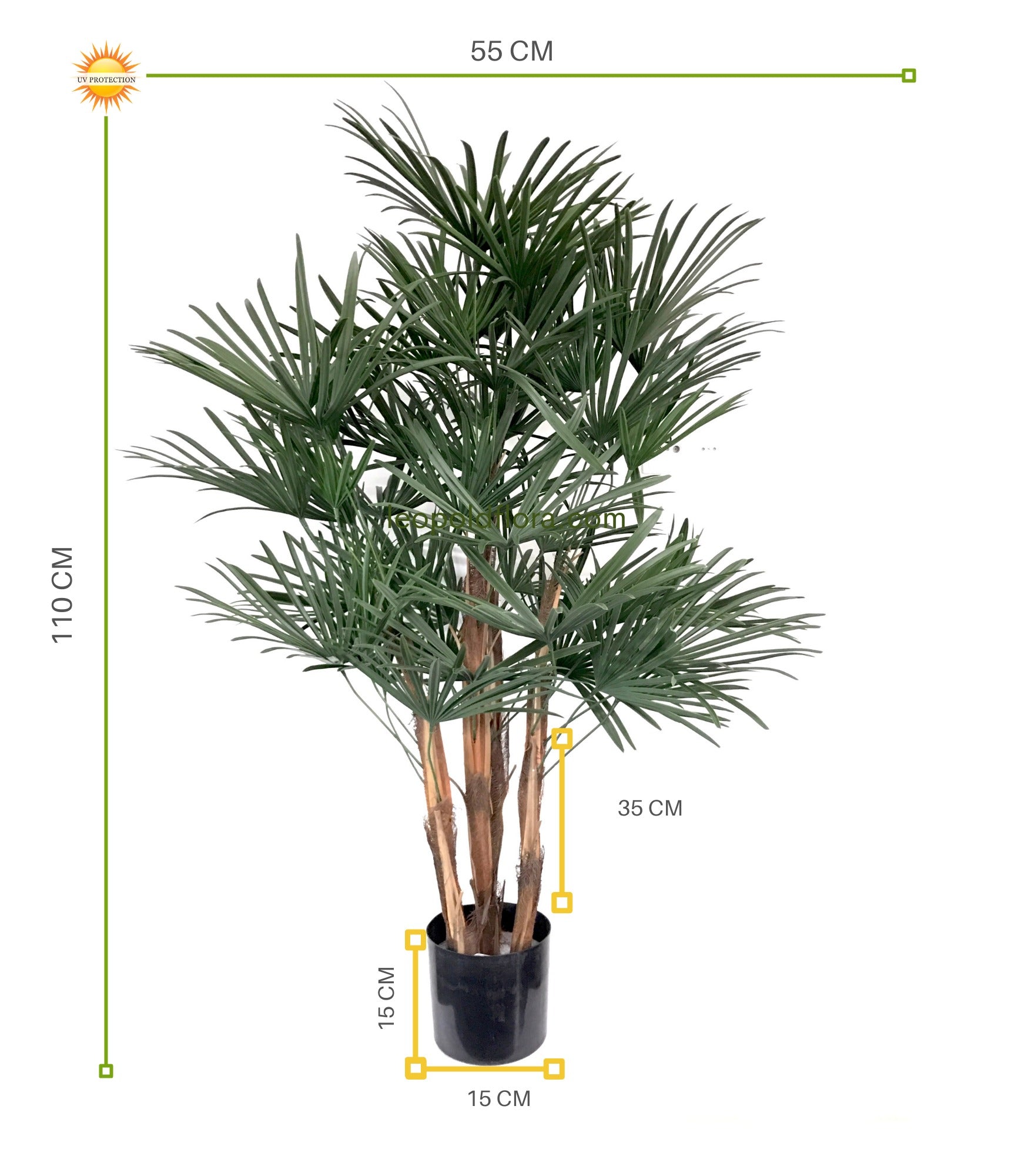 Kunstmatige Raphispalm voor buiten, 110 cm, UV-bestendig.