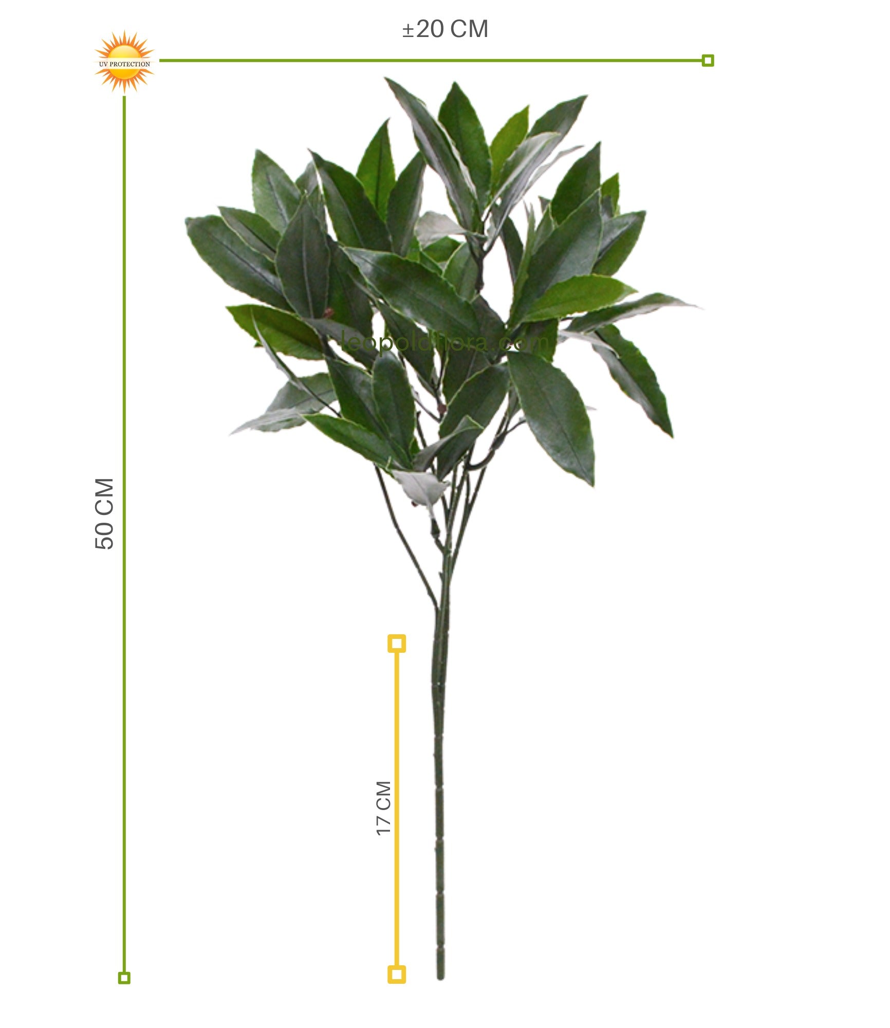 Kunstzinnige buitenlauriertak, UV-beschermd, 50 cm