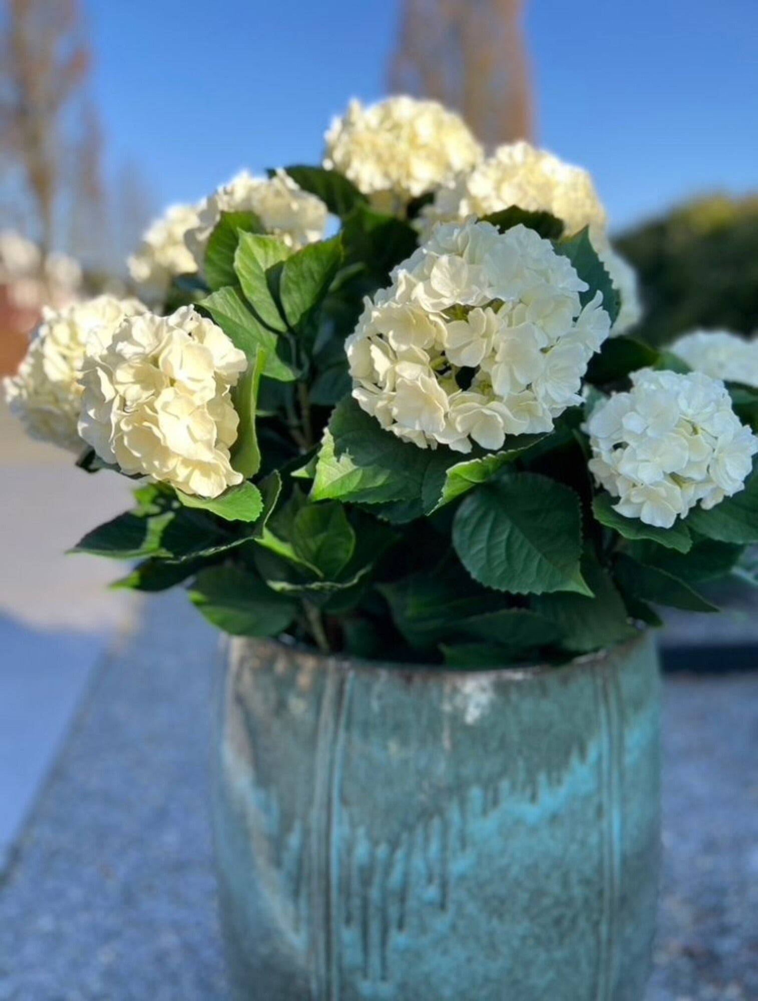 Artificial Hydrangea in white 80cm with UV protection