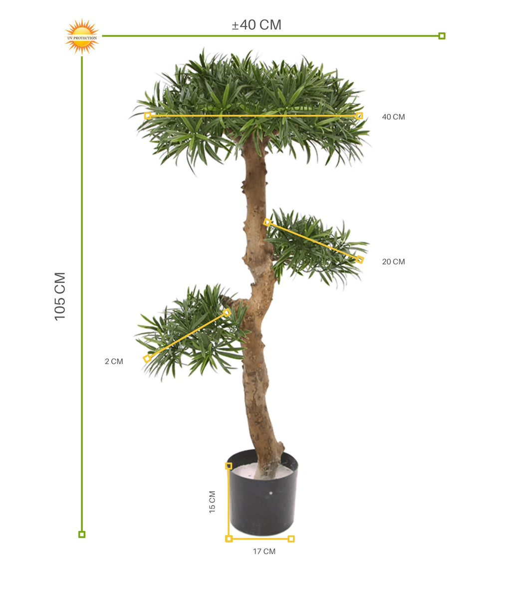 Kunstzinnige Podocarpus Bonsai boom 105 cm UV-bestendig voor buiten