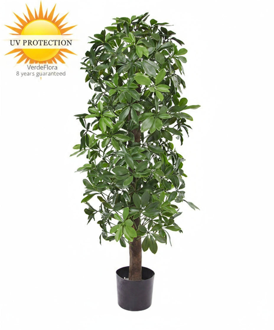 Tropische, UV-beschermde kunstplant Schefflera voor buiten, 120 cm