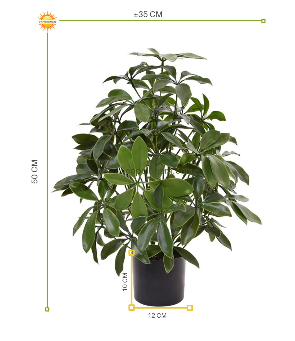 Kunstmatige Schefflera-plant voor buiten, 50 cm hoog, met UV-bescherming.
