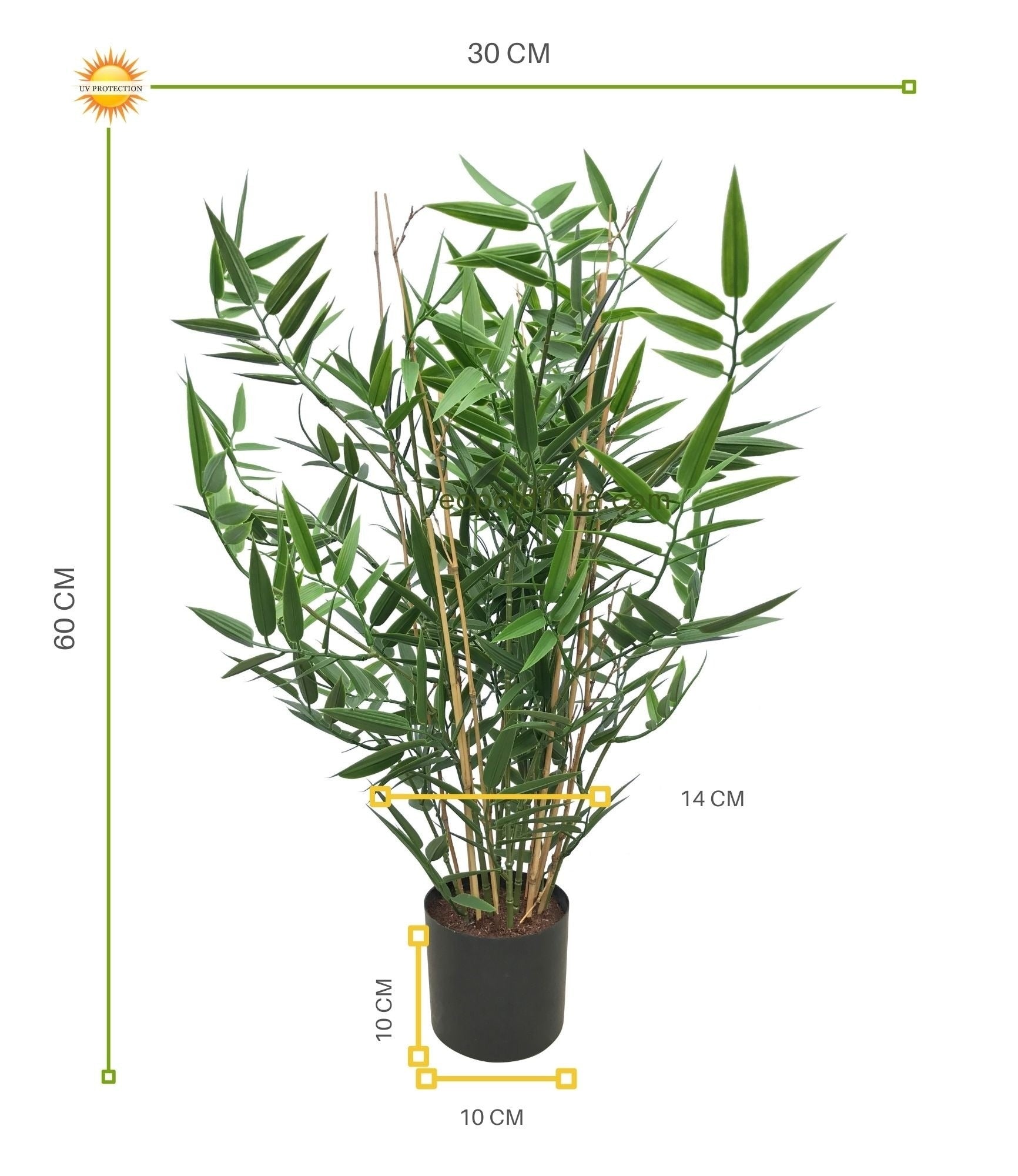 Kunstmatige bamboeplant voor buiten, 60 cm, UV-beschermd.
