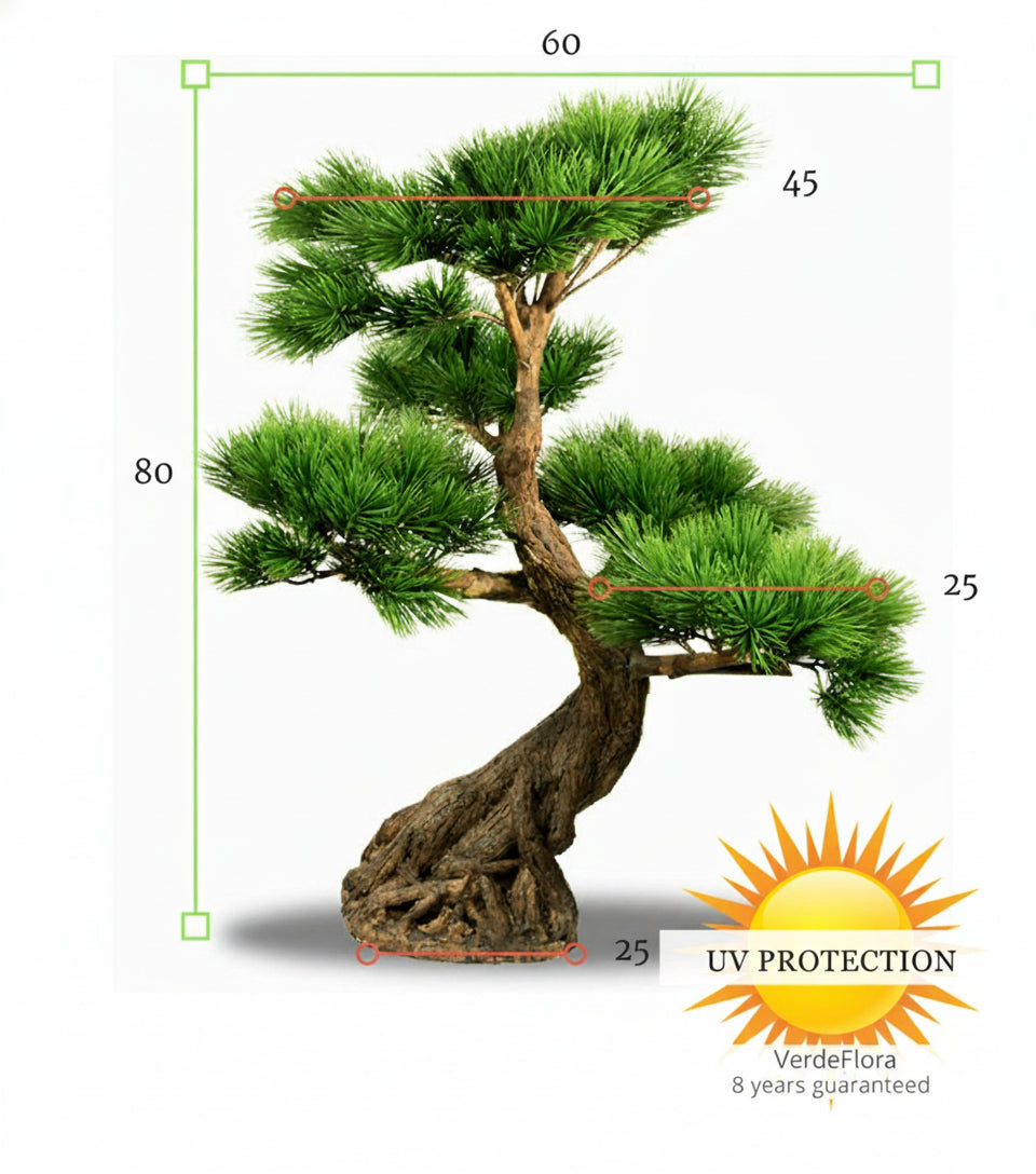 Kunstzinnige buitenbonsai van dennenboom, 80 cm hoog, met 5 UV-beschermde niveaus.