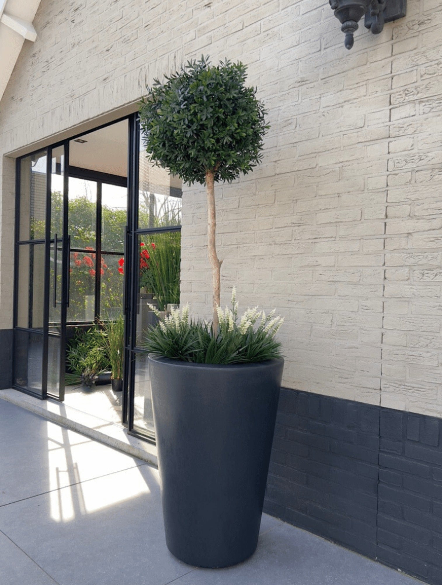 Outdoor Artificial Ilex ball on trunk 135 cm UV protected