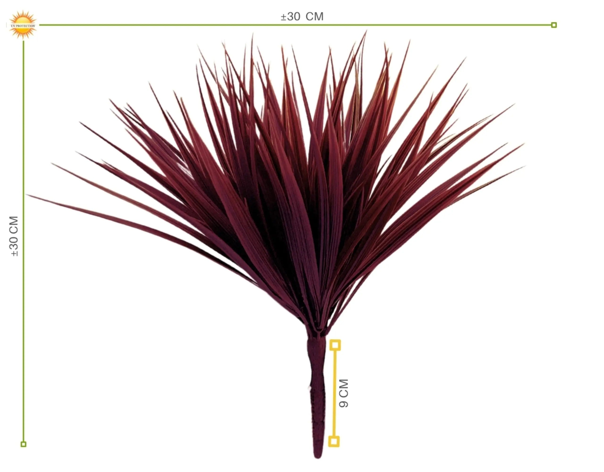 Red artificial grass plant UV 30cm