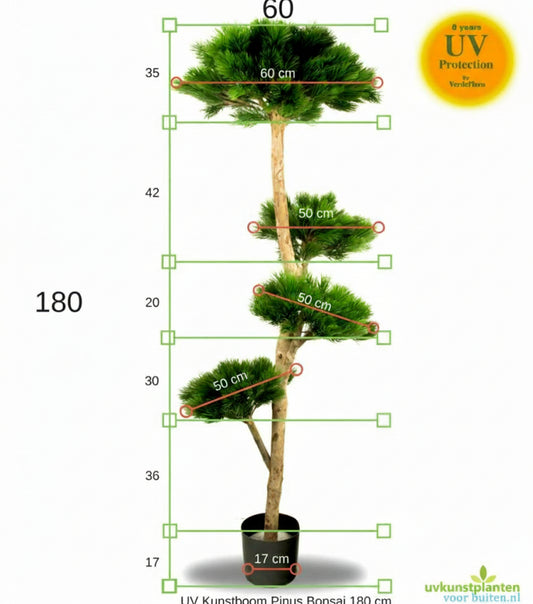 Art Pinus Bonsai x4 levels 180 cm UV
