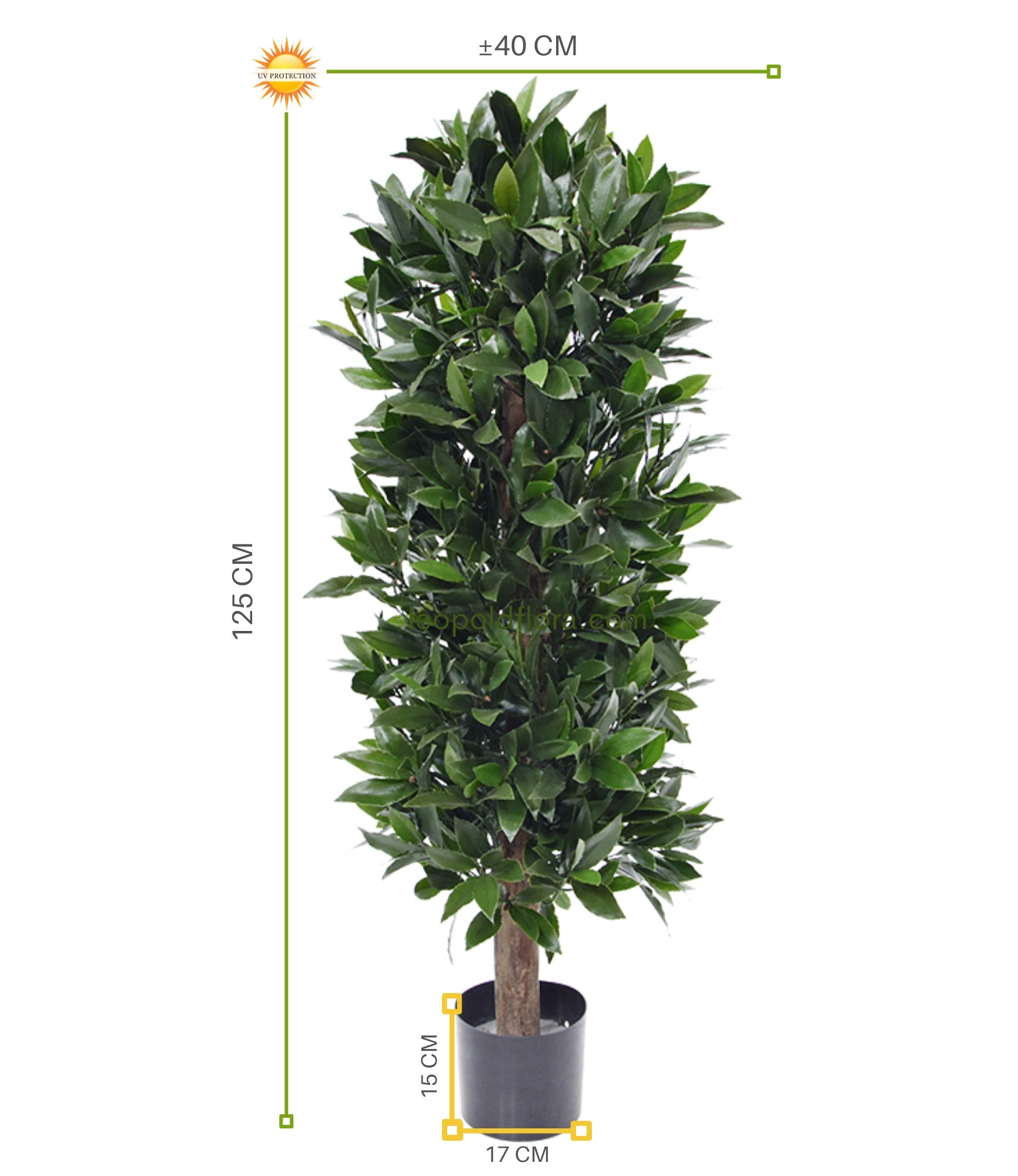 Kunstmatige laurierboom voor buiten, 120 cm, UV-beschermd.