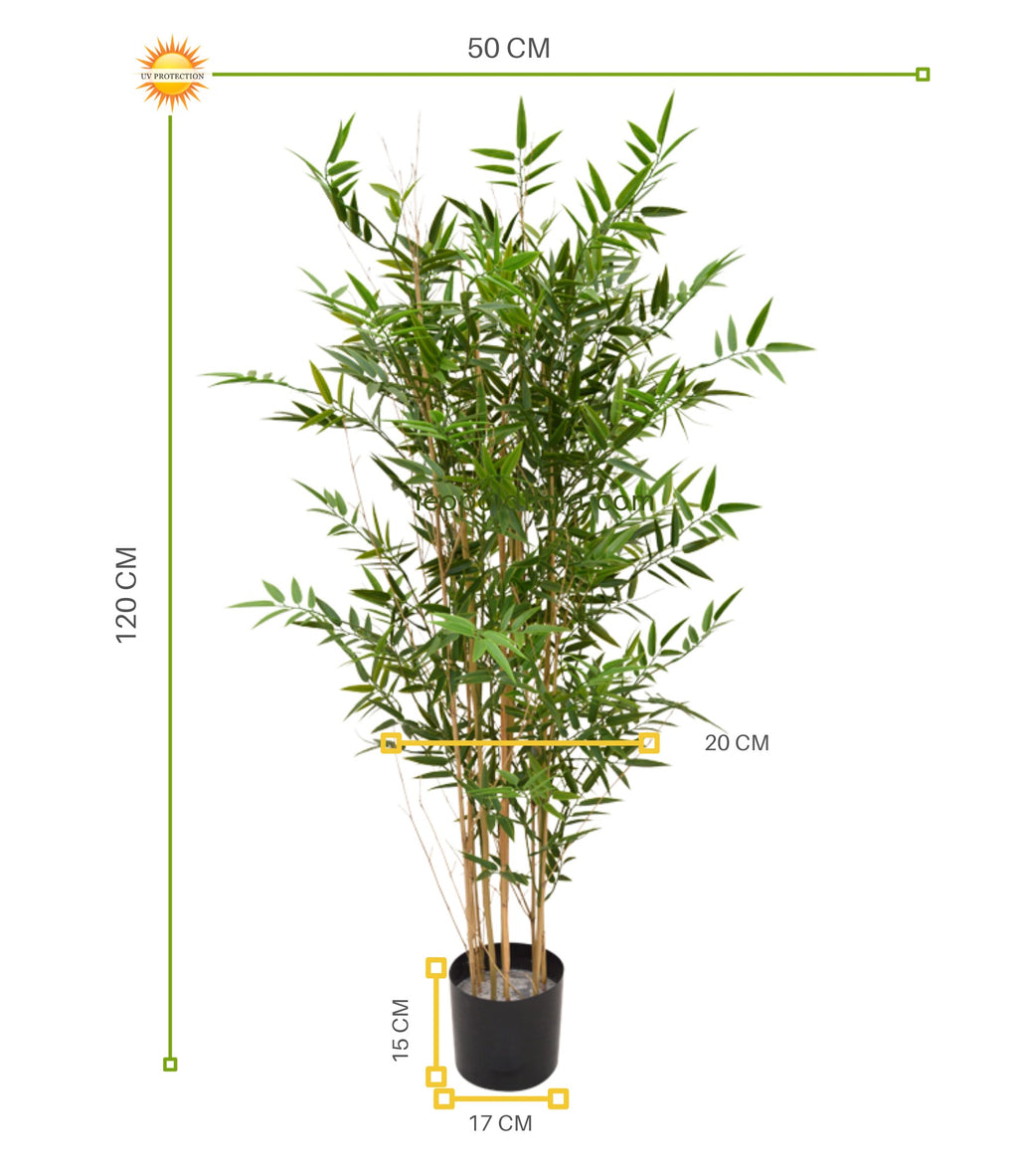 Hoogwaardige bamboeplant voor buiten, 120 cm hoog, UV-beschermd.