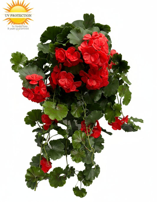 Outdoor Artificial Hanging Geranium 65cm UV red