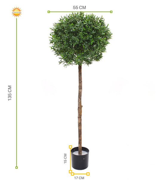 Outdoor Artificial Ilex ball on trunk 135 cm UV protected
