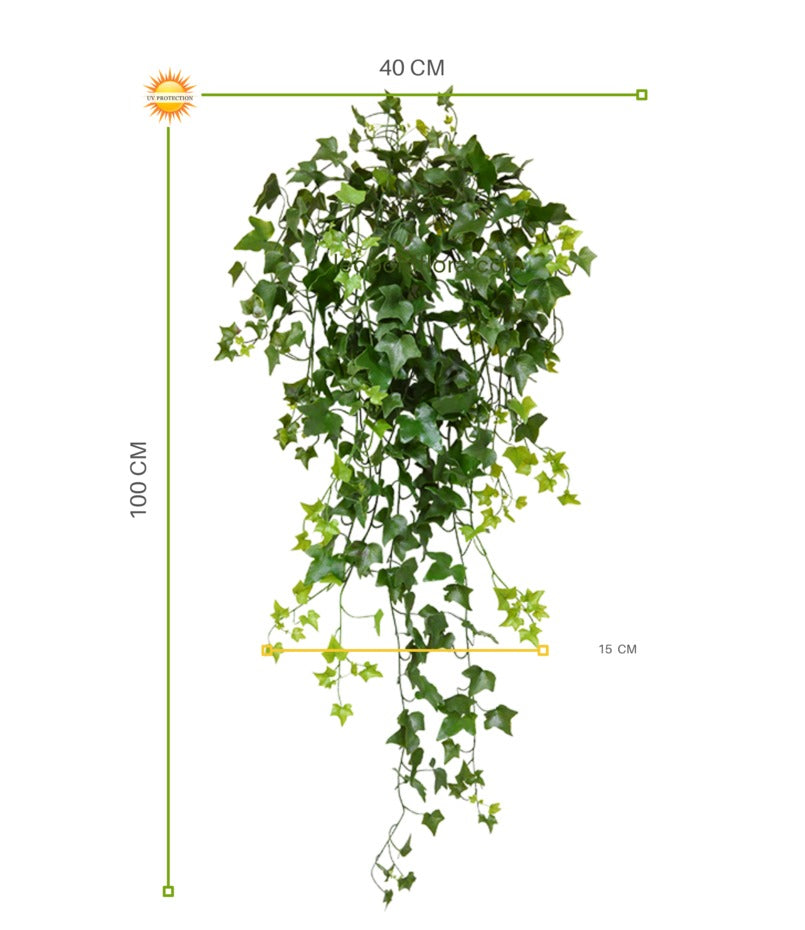 Kunstmatige hangplant met klimop voor buiten, 100 cm, UV-beschermd.