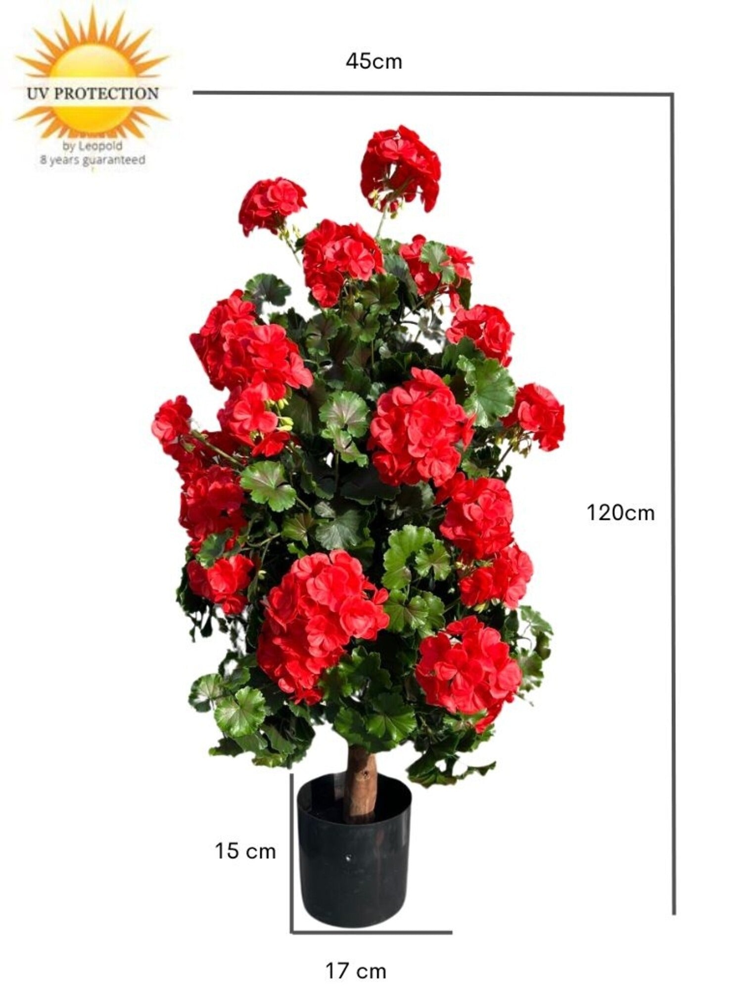 Geraniumpiramide rood UV kunstplant 110cm