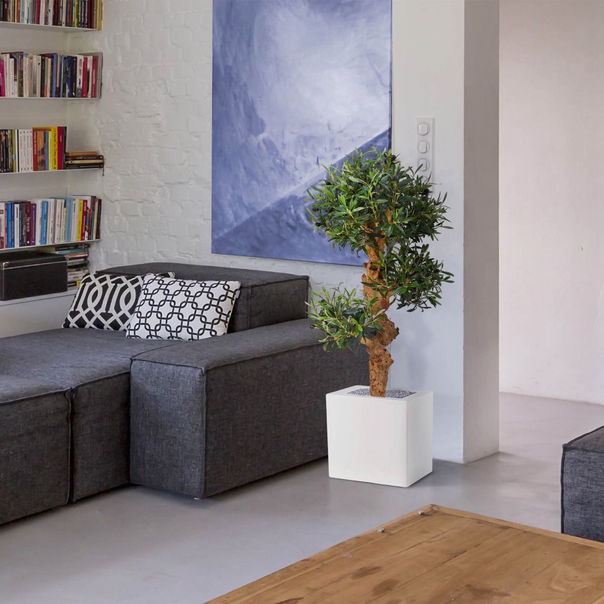Olijf Bonsai kunstboom op voet 90cm