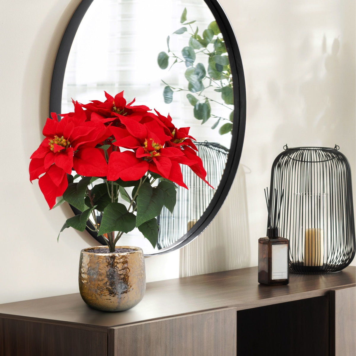 Kerstster Poinsettia kunstplant 40cm in kweekpot