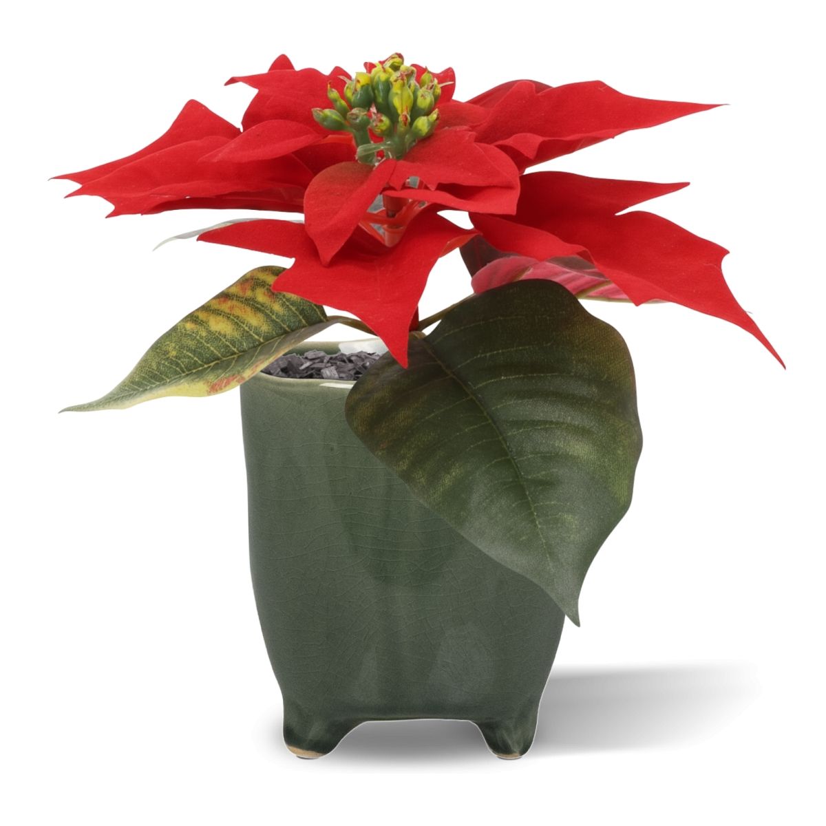Mini kerstster Poinsettia kunstplant 10cm